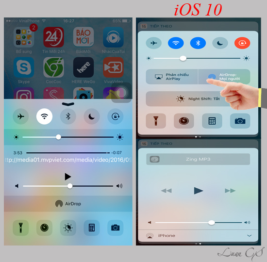 Giao diện Control Center thay đổi