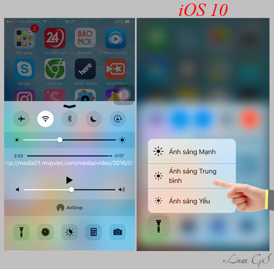 Thay đổi cường độ đèn pin