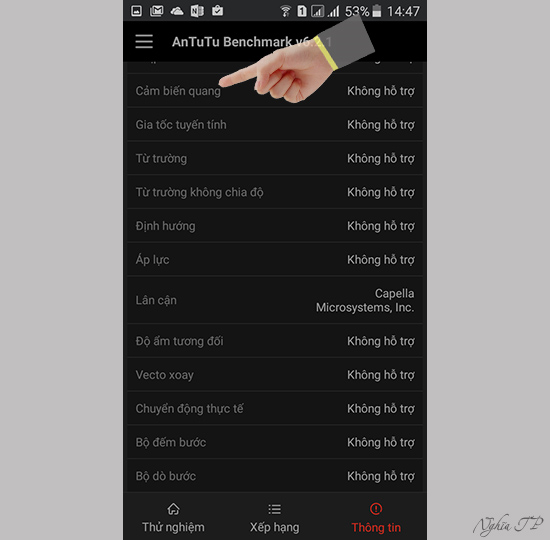 Máy có hỗ trợ đầy đủ cảm biến