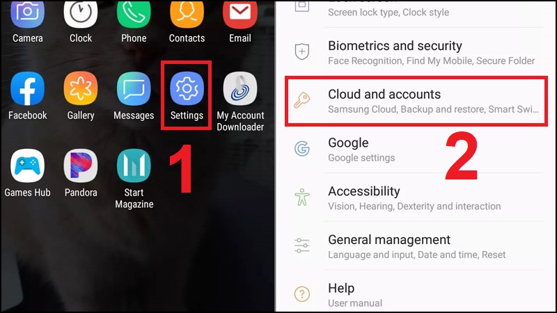 Vào Setting (Cài đặt) và chọn Cloud and accounts.