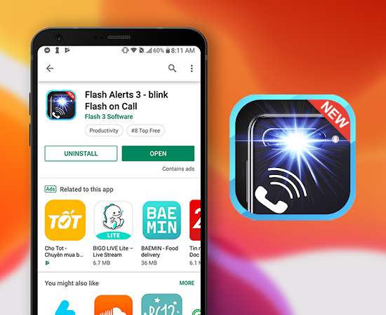 Các bạn tìm và tải Flash Alerts 3 từ Play Store