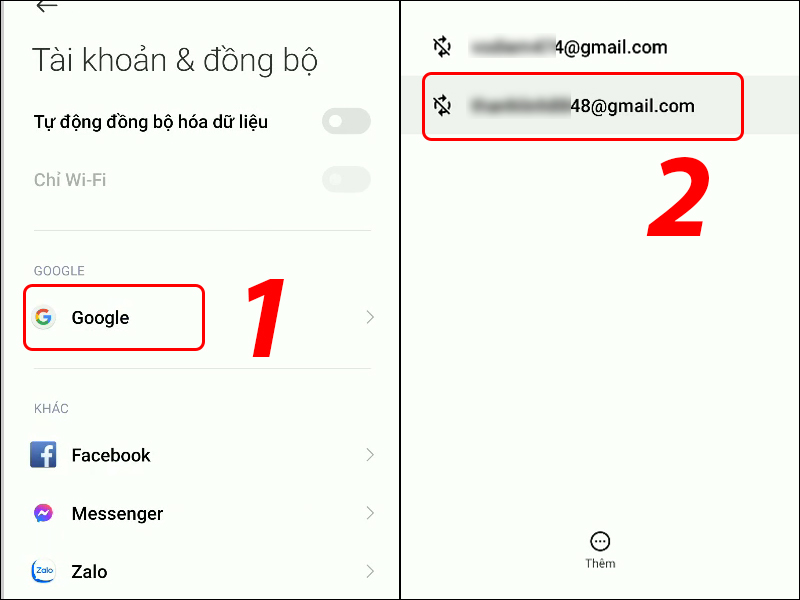 Chọn Google sau đó chọn tài khoản Gmail