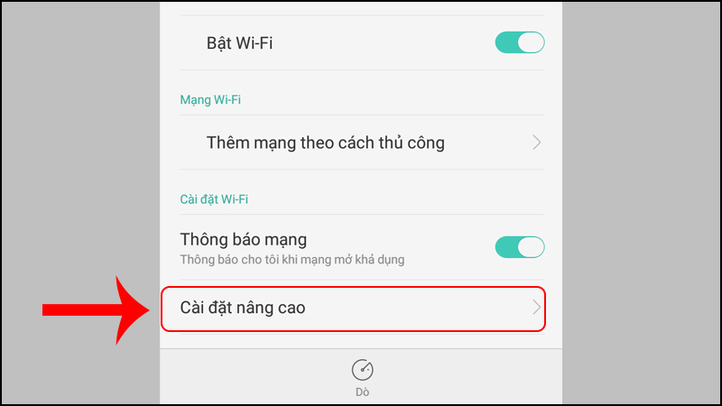 Nhấn vào Cài đặt nâng cao