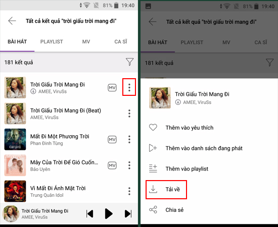Bước 1: Mở Zing MP3 và tải về bài hát yêu thích.