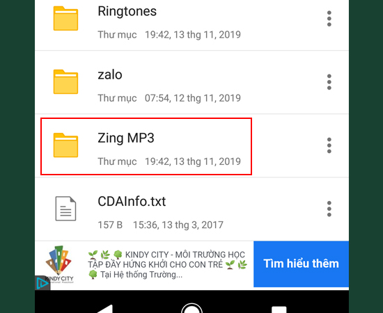 Bước 4: Chọn vào thư mục Zing MP3.