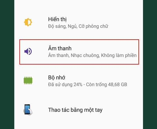 Bước 7: Vào Cài đặt > Chọn Âm thanh.