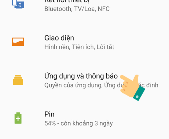 Bước 2: Tại giao diện Cài đặt, hãy nhấp chọn Ứng dụng và thông báo.