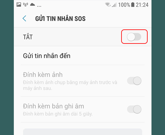 Bước 3: Chọn vào công tắc để Bật.