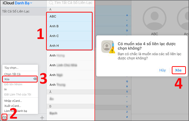 Chọn danh bạ muốn xóa