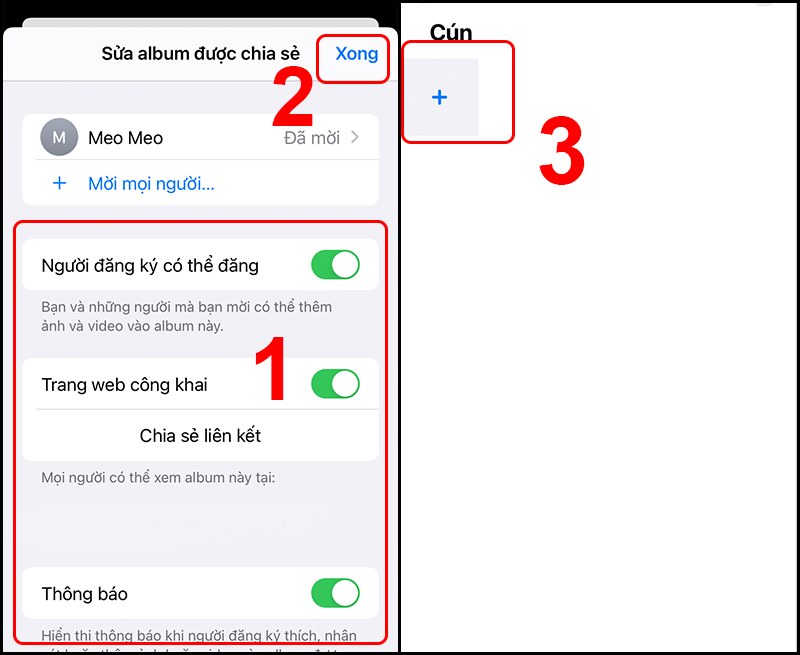 Tùy chỉnh chế độ riêng tư của Album và thêm bất kỳ hình nào bạn muốn