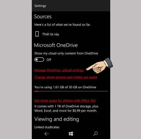 Manager OneDrive upload settings