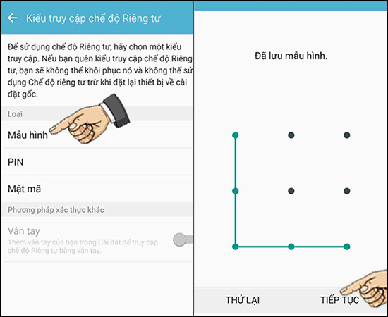 thiết lập kiểu khóa