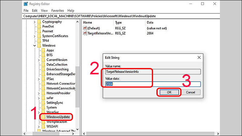 Nhập số hiệu phiên bản Windows vào Value data