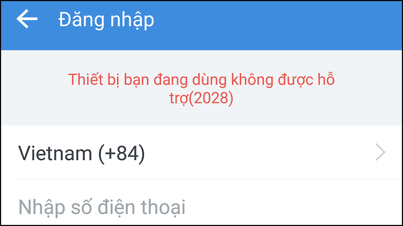 Lỗi 2028 trên Zalo