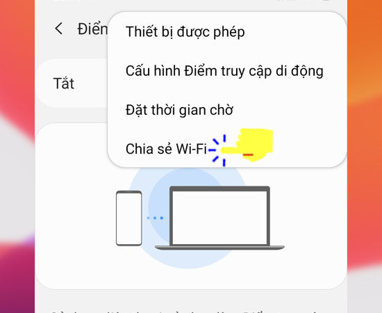 - Bước 4: Sau đó chọn nhiều hơn và chọn Chia sẻ WiFi.