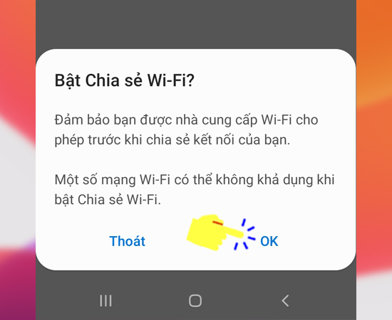 - Bước 5: Cuối cùng bạn hãy bật tính năng Chia sẻ Wi-Fi.