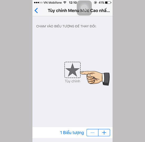 Xóa hết biểu tượng > biểu tượng ngôi sao