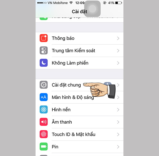 Cài đặt > cài đặt chung