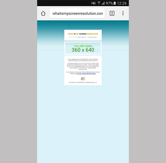 Mở trình duyệt internet truy cập www.whatismyscreenresolution.com/ xem độ phân giải