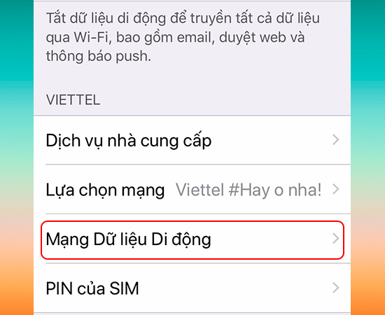 Chọn Mạng Dữ liệu Di động