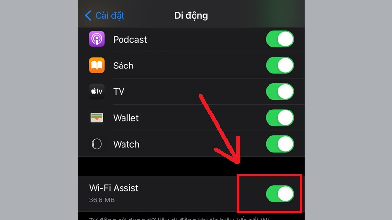 Bật chế độ Wifi Assist