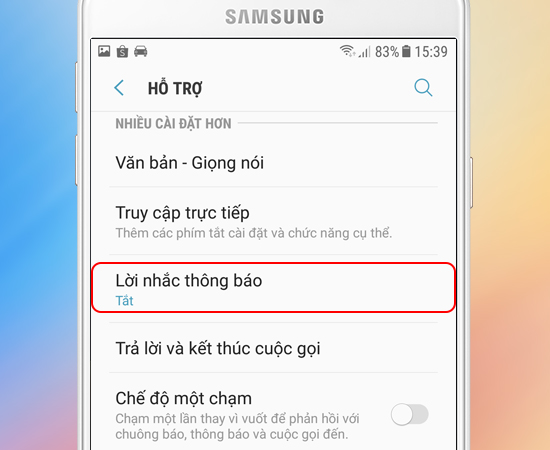 Bước 3: Sau đó chọn Lời nhắc thông báo.