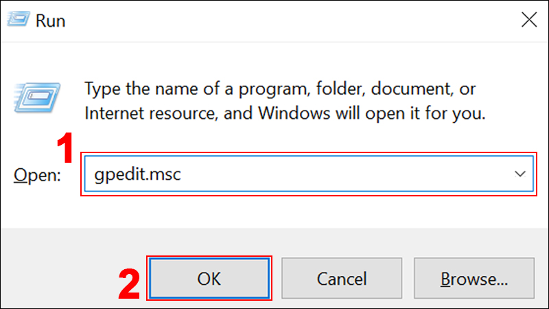 Nhập gpedit.msc