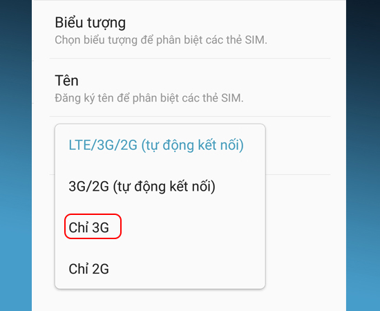 Bước 6: Cuối cùng bạn chọn Chỉ 3G.