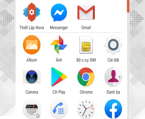 Sau khi thiết lập xong, bạn lướt từ dưới lên để thấy dược giao diện của Nova Launcher