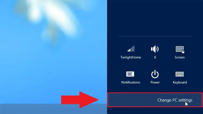 Vào mục Change PC settings