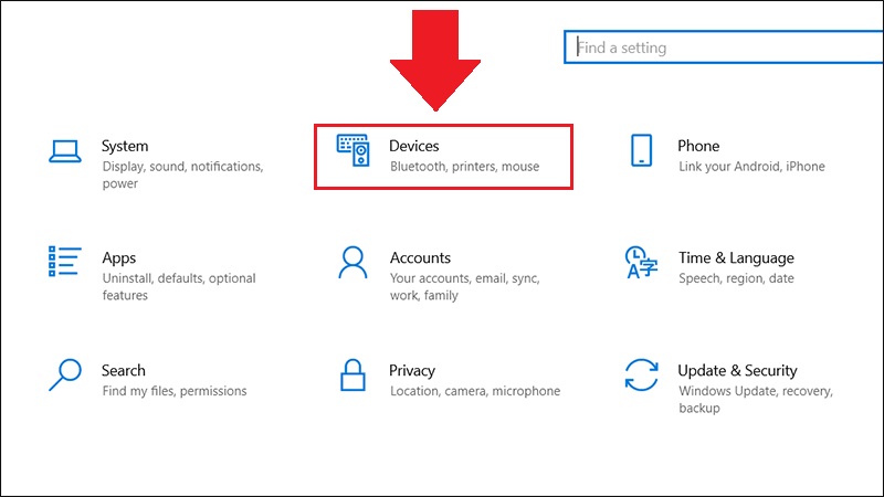 Vào mục Devices