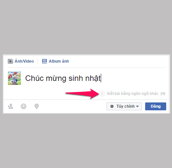 Chọn Viết bài bằng ngôn ngữ khác