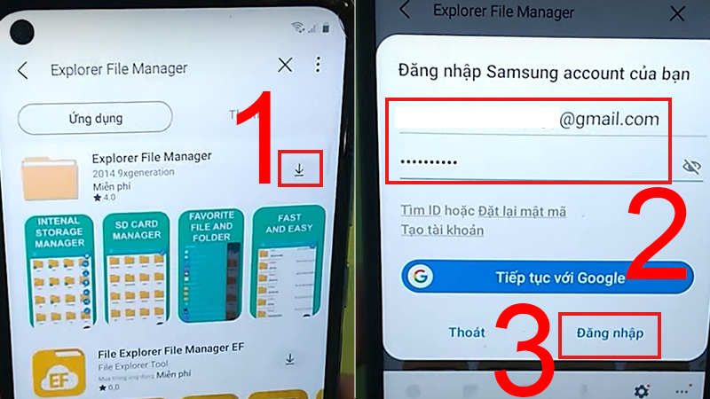 Đăng nhập Samsung Account để tải ứng dụng