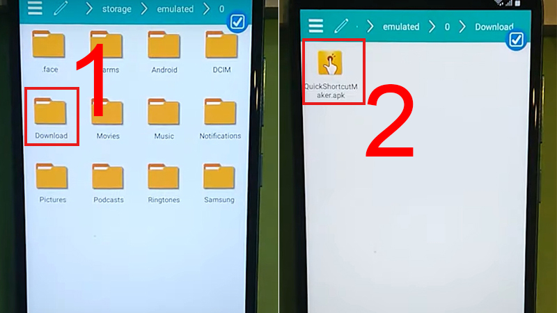 Vào mục QuickShortcutmaker.apk đã cài