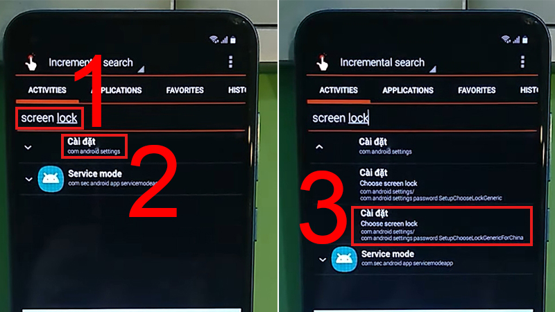 Cài đặt choose screen lock