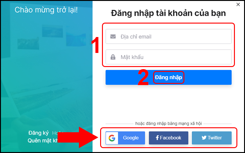 Chọn tài khoản đăng nhập