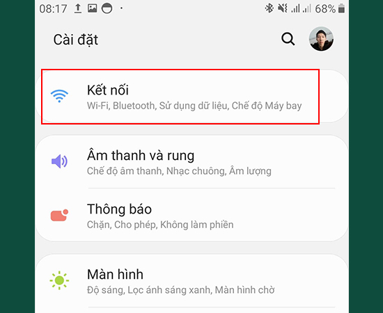 Bước 1: Vào Cài đặt > Chọn Kết nối. 