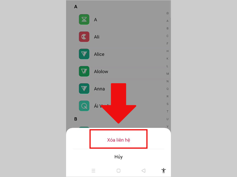 Nhấn Xóa liên hệ