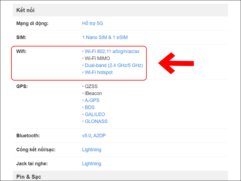 Điện thoại hỗ trợ WiFi 5 GHz, cấu hình có chuẩn 