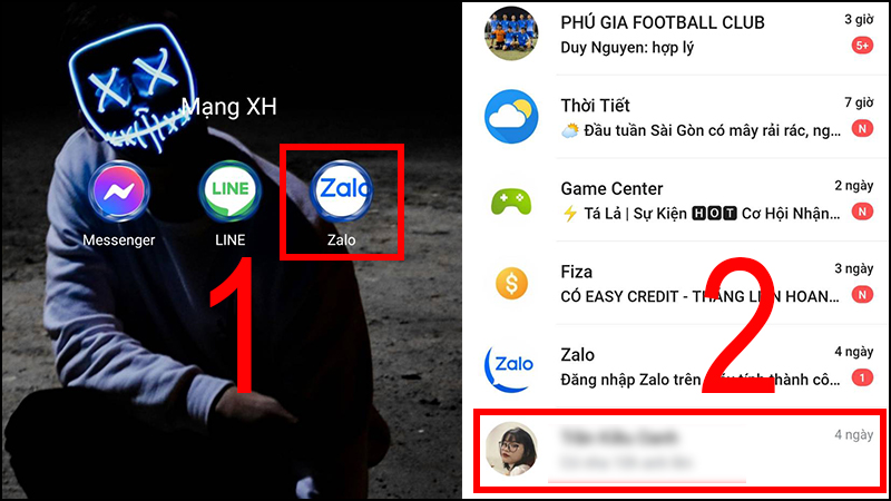 Bạn đăng nhập vào ứng dụng Zalo trên điện thoại > Nhấn giữ vào cuộc trò chuyện muốn ẩn.