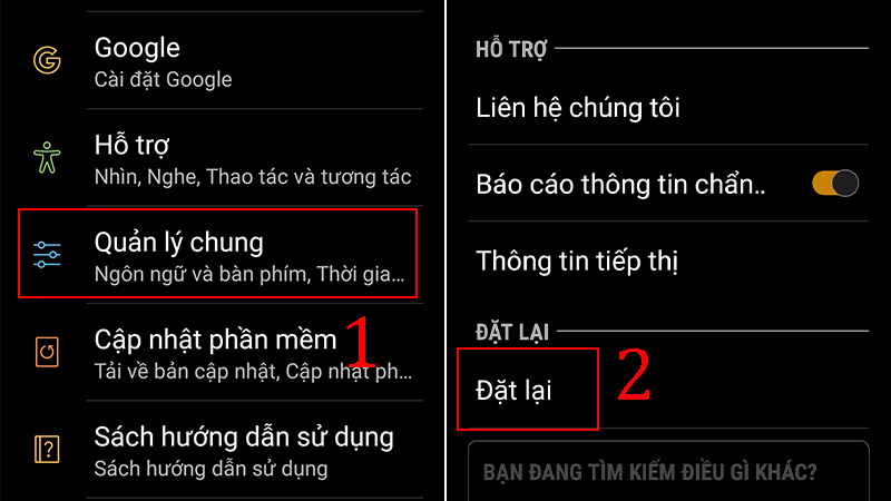 Chọn Đặt lại