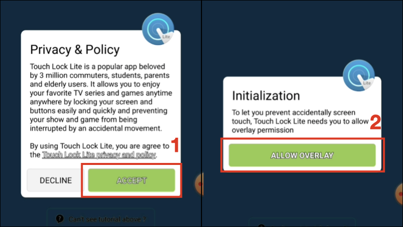 Nhấn chọn ACCEPT, sau đó nhấn ALLOW OVERLAY