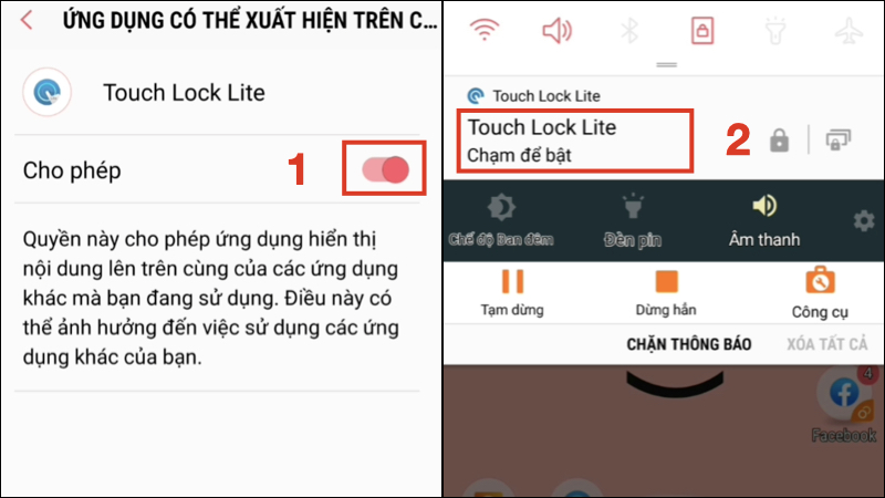 Nhấn Chạm để bật