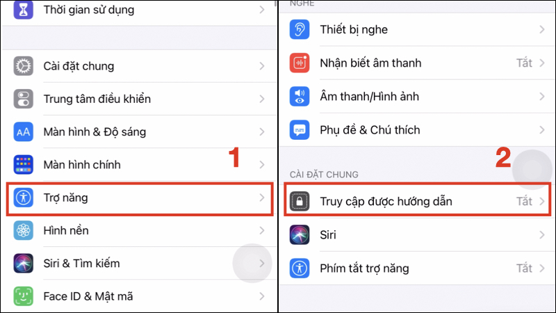 Vào mục Truy cập được hướng dẫn