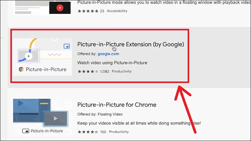 Cài đặt Picture-in- Picture (by Google) Extension