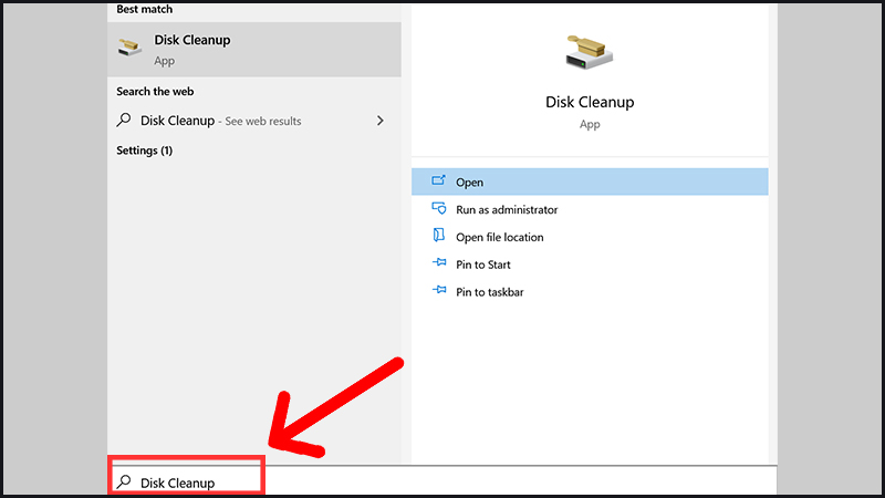 Mở Disk Cleanup