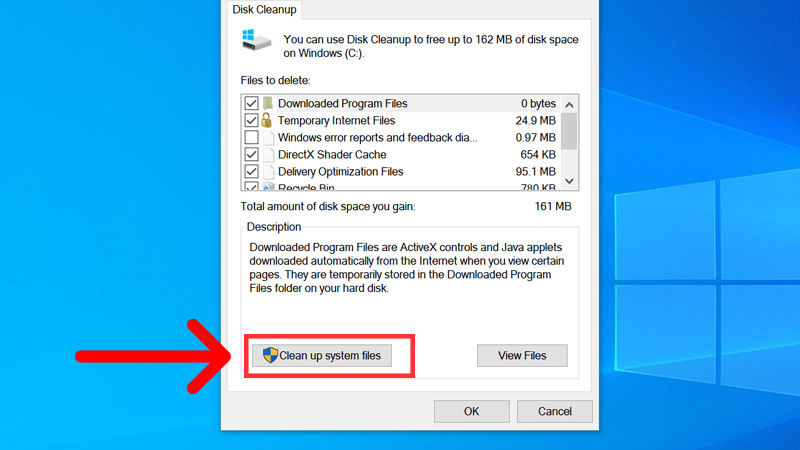 Chọn Clean up system files