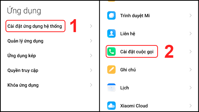 Vào mục Cài đặt cuộc gọi