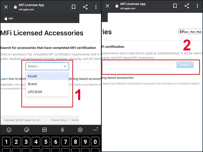 Hãy nhập tên sản phẩm hoặc thương hiệu để có thể kiểm tra MFi