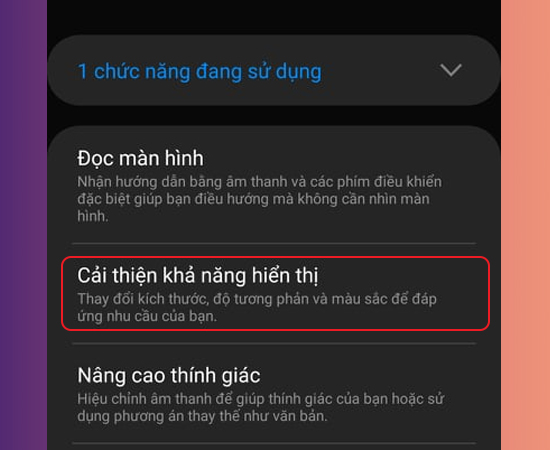 Chọn Cải thiện khả năng hiển thị